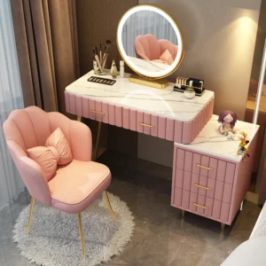 Pink Women Makeup Vanity Table Drawer Mirror Dresser Stand Makeup Table Storage Cabinet Coiffeuse De Chambre Home Furniture